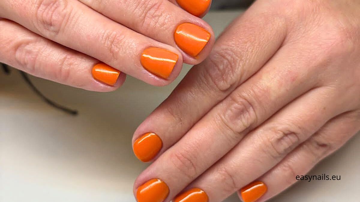 Energetic Orange Hybrid Nails for Summer Styles